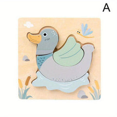 3D Wooden Animals Cognitive Puzzles Kids Wooden Toys Baby Educational Game