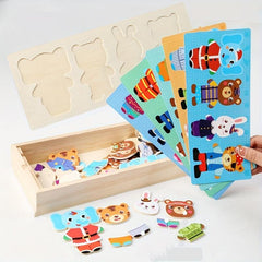Wooden Animal Clothes Changing Puzzle for Kids