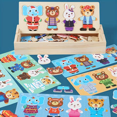 Wooden Animal Clothes Changing Puzzle for Kids