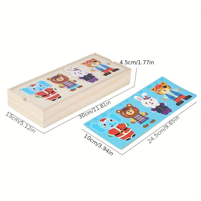 Wooden Animal Clothes Changing Puzzle for Kids