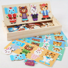 Wooden Animal Clothes Changing Puzzle for Kids