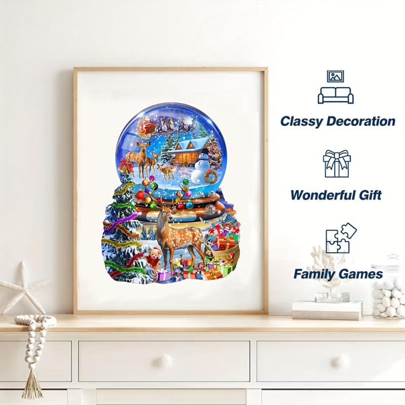 Christmas Deer Wooden Jigsaw Puzzle Animal Shaped Stress Relief Toy