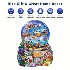 Christmas Deer Wooden Jigsaw Puzzle Animal Shaped Stress Relief Toy