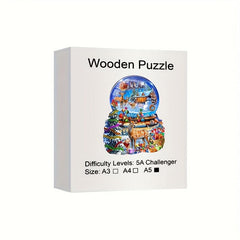 Christmas Deer Wooden Jigsaw Puzzle Animal Shaped Stress Relief Toy
