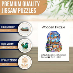 Christmas Deer Wooden Jigsaw Puzzle Animal Shaped Stress Relief Toy