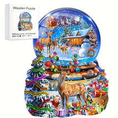 Christmas Deer Wooden Jigsaw Puzzle Animal Shaped Stress Relief Toy
