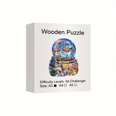 Christmas Deer Wooden Jigsaw Puzzle Animal Shaped Stress Relief Toy