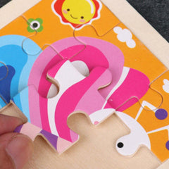 Wooden Jigsaw Puzzles Educational Toys For Toddlers - Animals & Vehicles Set