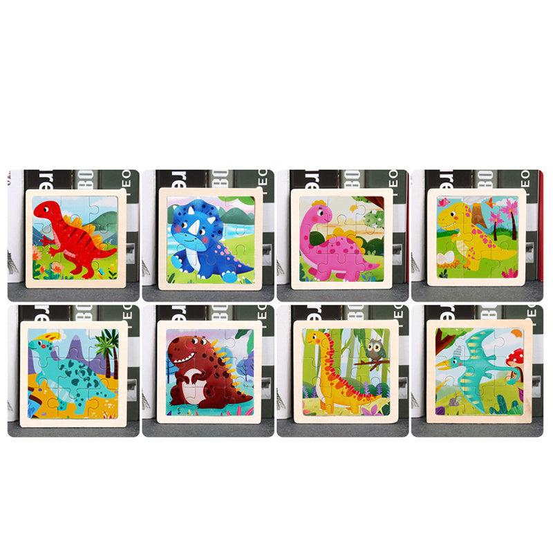 Wooden Jigsaw Puzzles Educational Toys For Toddlers - Animals & Vehicles Set