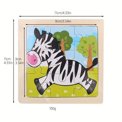 Wooden Jigsaw Puzzles Educational Toys For Toddlers - Animals & Vehicles Set