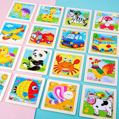 Wooden Jigsaw Puzzles Educational Toys For Toddlers - Animals & Vehicles Set