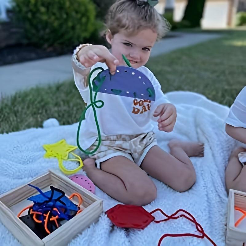 Wooden Lacing Cards Set for Toddlers - Educational Montessori Activity