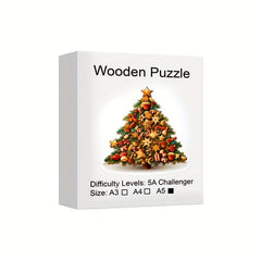 Christmas Tree Wooden Puzzle Art Animal Shaped Pieces Jigsaw Puzzles