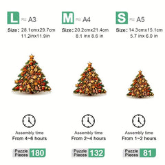 Christmas Tree Wooden Puzzle Art Animal Shaped Pieces Jigsaw Puzzles