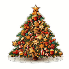 Christmas Tree Wooden Puzzle Art Animal Shaped Pieces Jigsaw Puzzles