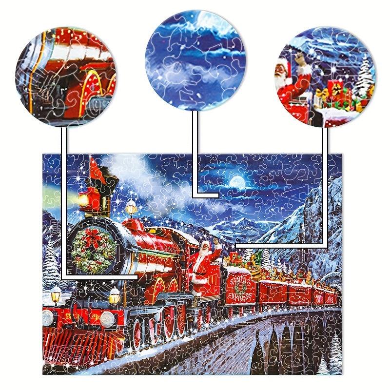 Santa Claus Wooden Puzzle Train Christmas Party Game