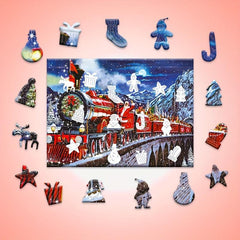 Santa Claus Wooden Puzzle Train Christmas Party Game