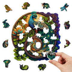 Colorful Peacock Wooden Puzzle Stress Relief High Difficulty Toy