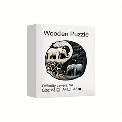Elephant Yin Yang Wooden Puzzle Alien Animal Puzzle Adult Puzzle