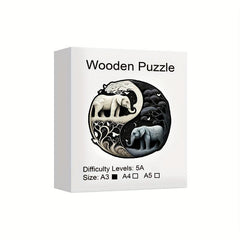 Elephant Yin Yang Wooden Puzzle Alien Animal Puzzle Adult Puzzle