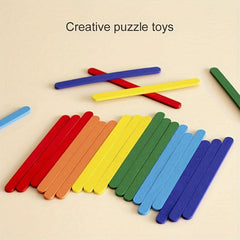 Wooden DIY Ice Cream Stick Puzzle Children's Rainbow Stick Thinking Puzzle