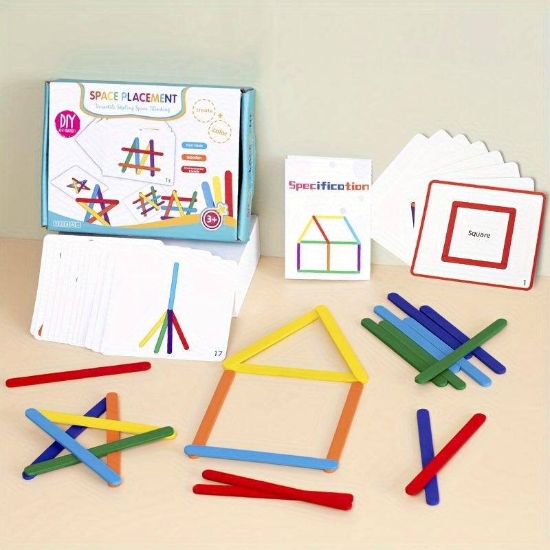 Wooden DIY Ice Cream Stick Puzzle Children's Rainbow Stick Thinking Puzzle