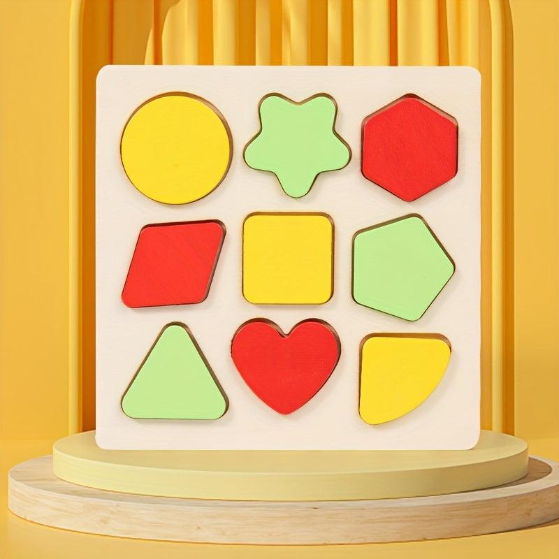 Wooden Geometric Shape Matching Board Puzzle Toy