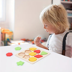 Wooden Geometric Shape Matching Board Puzzle Toy