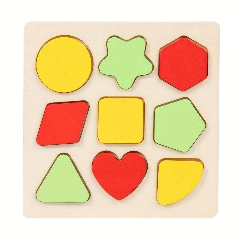 Wooden Geometric Shape Matching Board Puzzle Toy
