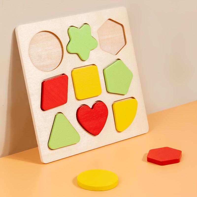 Wooden Geometric Shape Matching Board Puzzle Toy