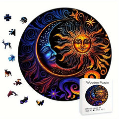 Wooden Moon And Sun Yin And Yang Puzzle For Advanced Players