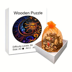 Wooden Moon And Sun Yin And Yang Puzzle For Advanced Players