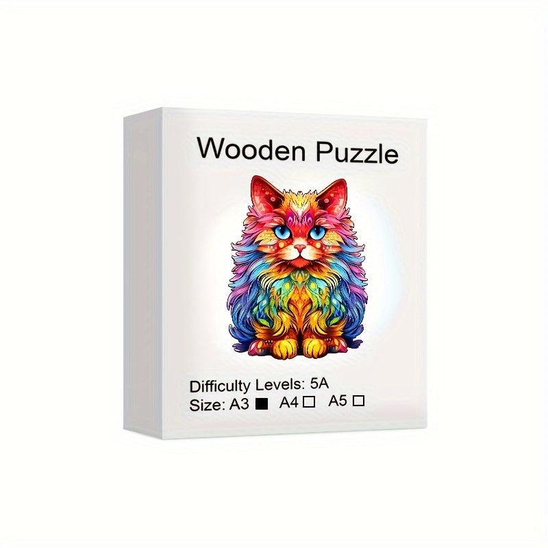Colorful Persian Cat Wooden Puzzle Irregular Shape for Christmas Gift