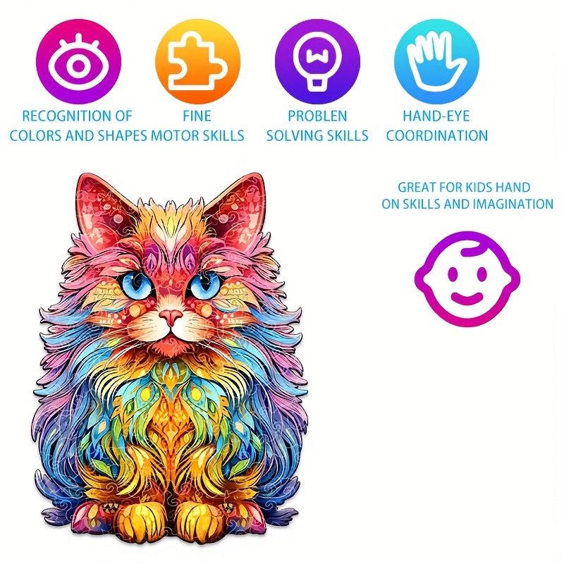 Colorful Persian Cat Wooden Puzzle Irregular Shape for Christmas Gift