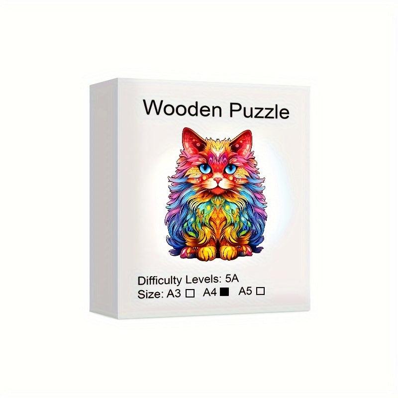 Colorful Persian Cat Wooden Puzzle Irregular Shape for Christmas Gift