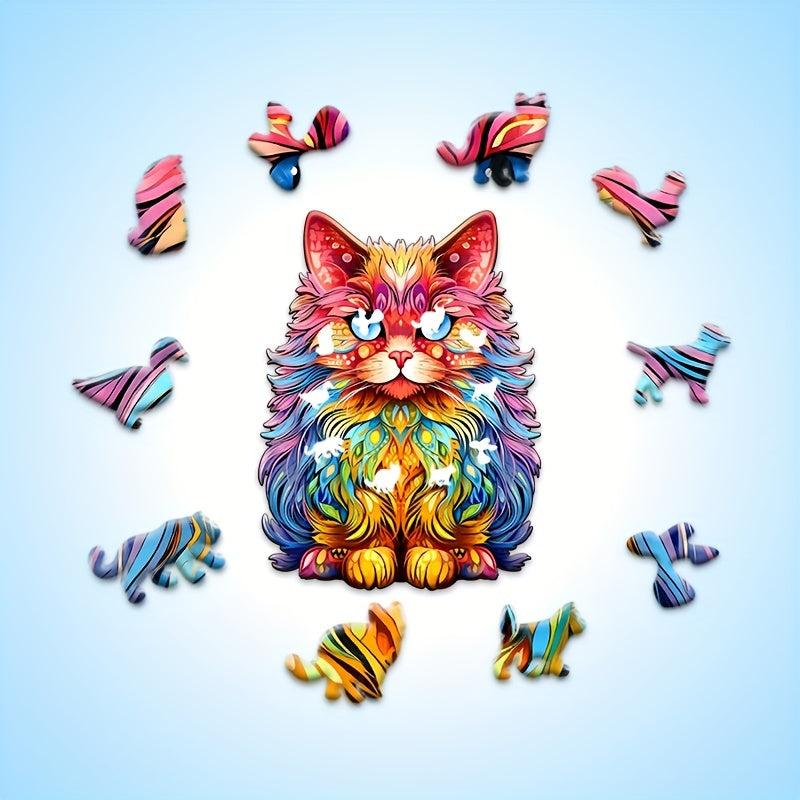 Colorful Persian Cat Wooden Puzzle Irregular Shape for Christmas Gift