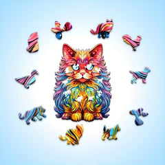 Colorful Persian Cat Wooden Puzzle Irregular Shape for Christmas Gift