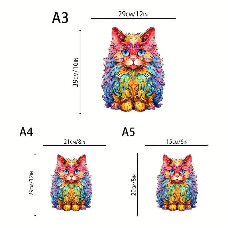 Colorful Persian Cat Wooden Puzzle Irregular Shape for Christmas Gift