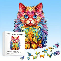 Colorful Persian Cat Wooden Puzzle Irregular Shape for Christmas Gift