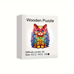Colorful Persian Cat Wooden Puzzle Irregular Shape for Christmas Gift