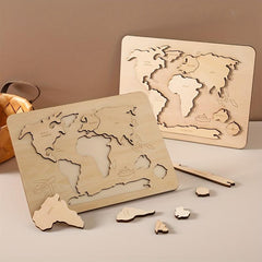 Wooden Map Shape Matching Puzzle Toy for Toddlers