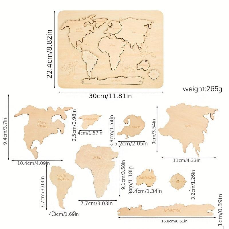 Wooden Map Shape Matching Puzzle Toy for Toddlers
