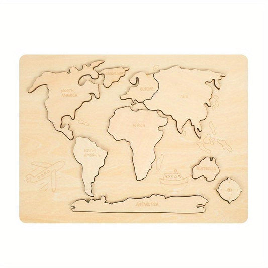 Wooden Map Shape Matching Puzzle Toy for Toddlers