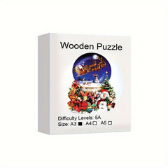 Santa Claus Elk Wooden Jigsaw Puzzle Christmas Gift