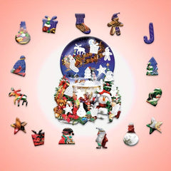 Santa Claus Elk Wooden Jigsaw Puzzle Christmas Gift