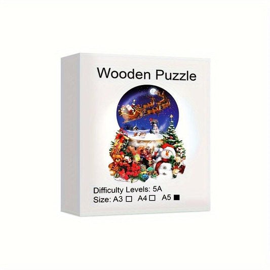 Santa Claus Elk Wooden Jigsaw Puzzle Christmas Gift