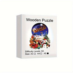 Santa Claus Elk Wooden Jigsaw Puzzle Christmas Gift