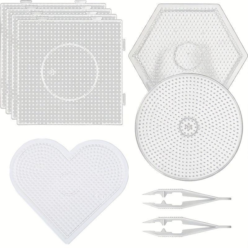 Large Clear Plastic Fuse Beads Pegboards 2 Tweezers Creative DIY Jewelry Craft