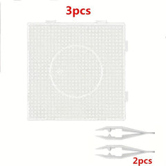 Large Clear Plastic Fuse Beads Pegboards 2 Tweezers Creative DIY Jewelry Craft