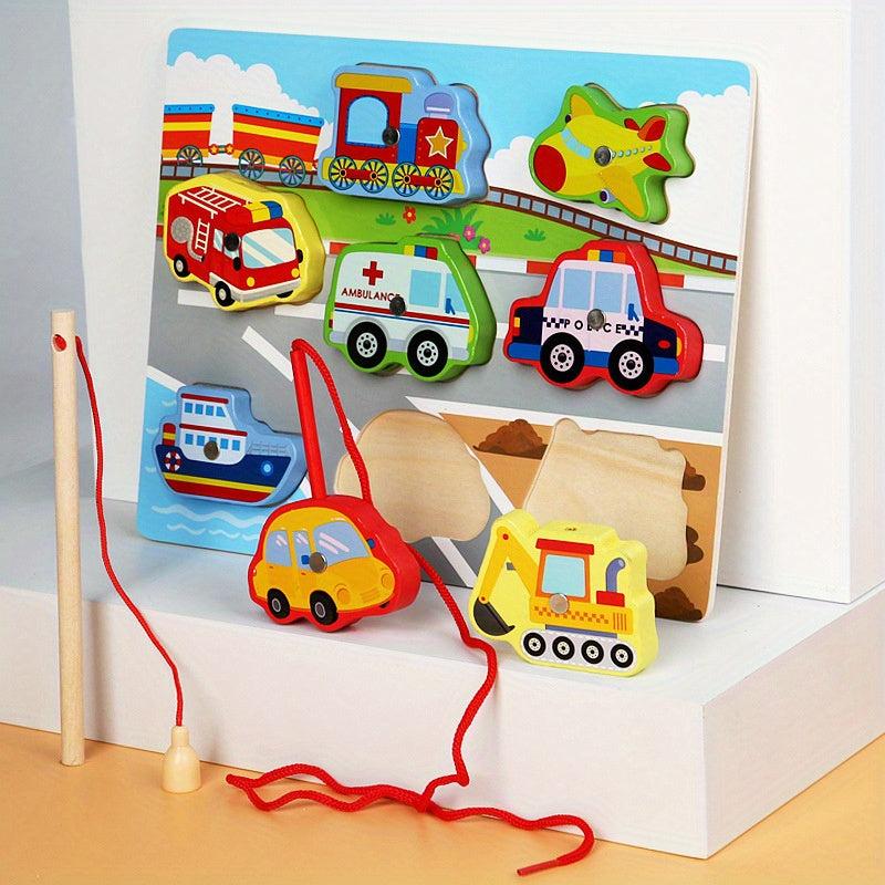 Infant Fishing Toys Rope Puzzle Early Education Beaded Toy